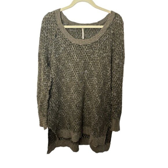 Free People Olive Green Jeepster Honeycomb Wool Sweater Women’s Size Medium - Picture 1 of 12